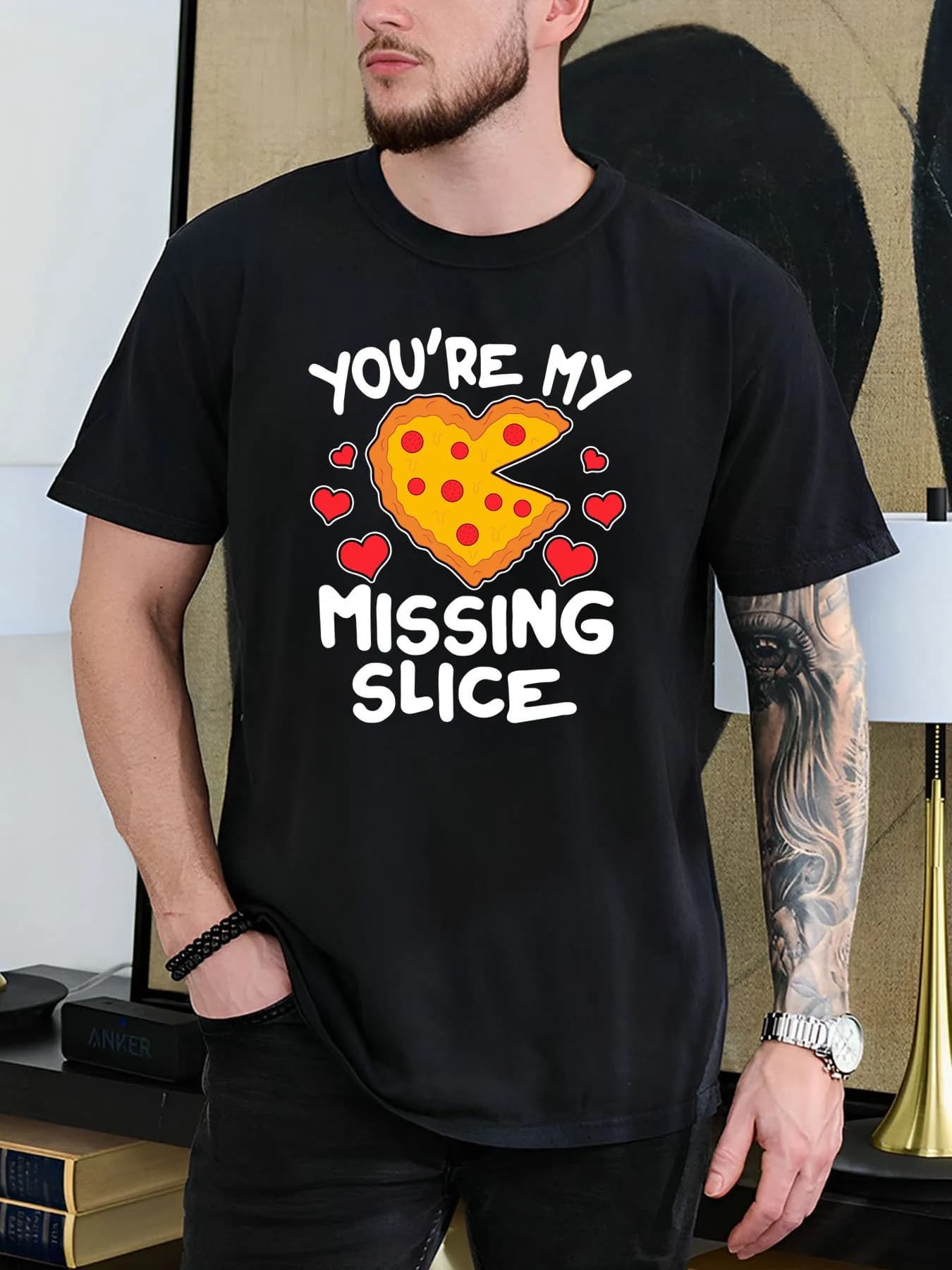 1 pezzo di maglietta stampata con motivo You Are My Missing Love, 100% puro cotone, top comodo e traspirante adatto per coppie da indossare insieme, maglietta casual a maniche corte girocollo, regalo di San Valentino per coppia, regalo di anniversario
