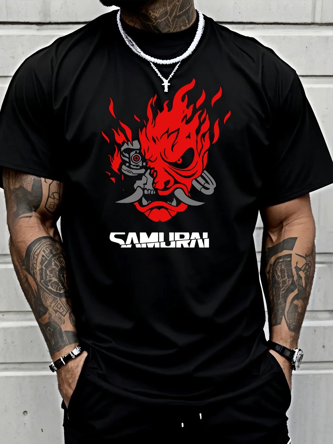 Men Woment Hip-hop T-shirt Trend Samurai Top Soft Cotton Tee Summer Autumn Daily Outdoor Sports Casual Loose Street Short Sleeve