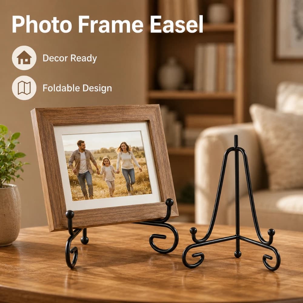 Foldable Iron Metal Display Easel Stand Plate Rack For Book Picture Frame Kitchen Counter Home Decoration Storage Holder
