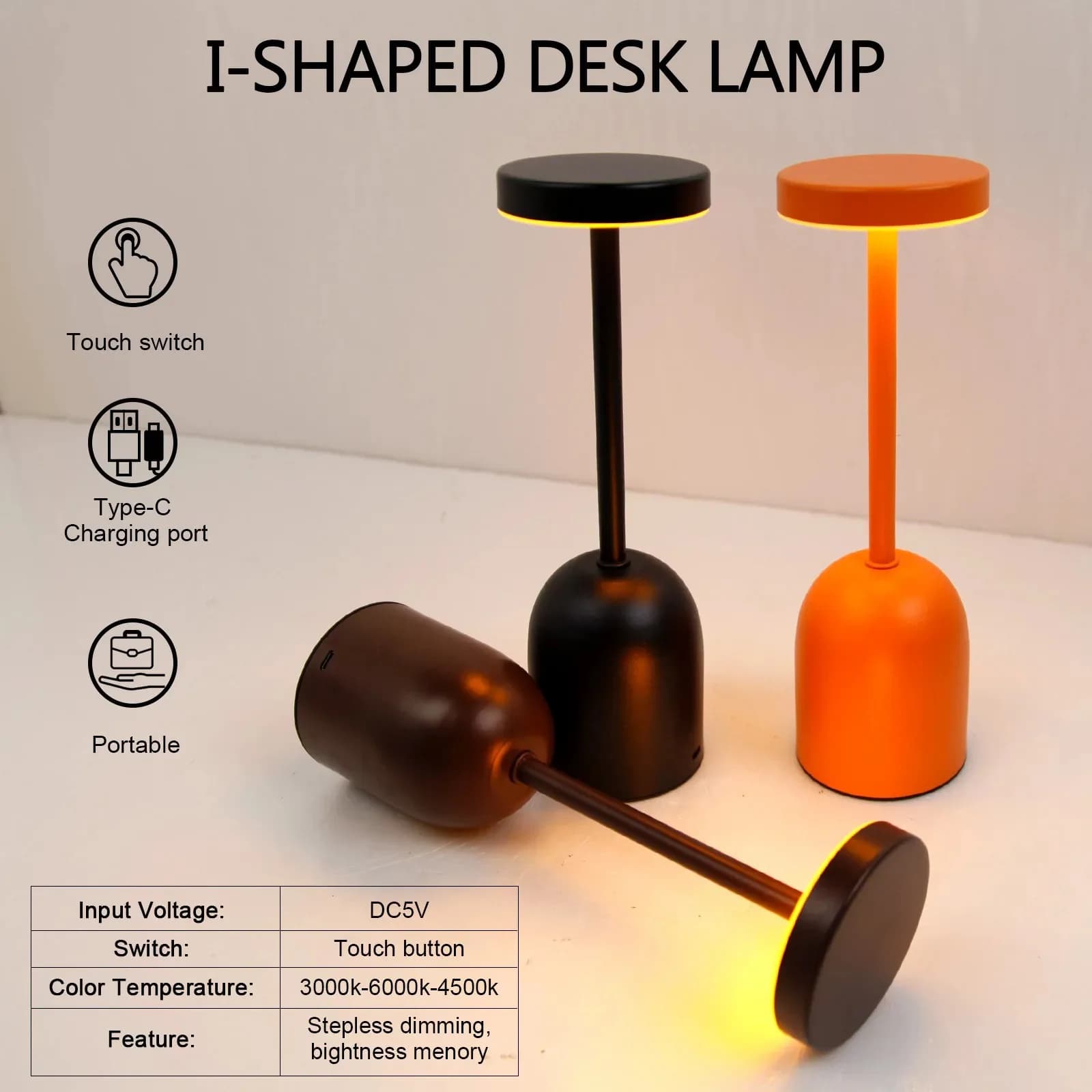 Lampada da tavolo con luce da scrivania con attenuazione del colore, portabicchieri per vino e caffè, per l'arredamento del desktop, adatto per il ristorante del soggiorno