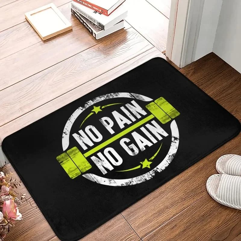 Fitness Motivation Entrance Rug Non-Slip Workout Room Decor Soft Absorbent Floor Mat for Home Gym Garage