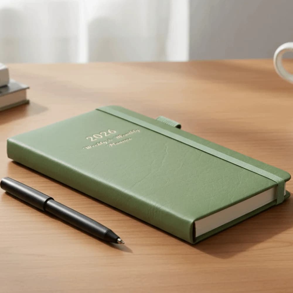 Agenda Settimanale 2026 con Copertina Rigida, Portatile con Elastico, Pianificatore Settimanale e Mensile, Segnalibro a Nastro, Pratico