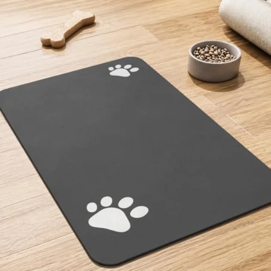 Pet Feeding Mat-Absorbent Dog Mat for Food and Water Bowl-No Stains Easy Clean Dog Food Mat-Quick Dry Water Dispenser-Puppy Sup