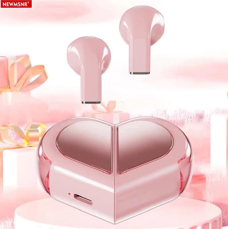 Auricolari Bluetooth wireless rotanti a forma di cuore Cuffie audio stereo Auricolari touch control Cuffie da gioco regali per ragazza