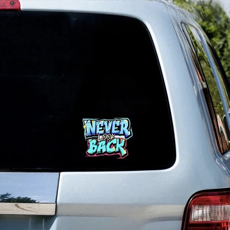 1PC Never Look Back Graffiti Decal Waterproof Sticker For Motorcycle Helmet Car Bike Laptop Motivational Styling
