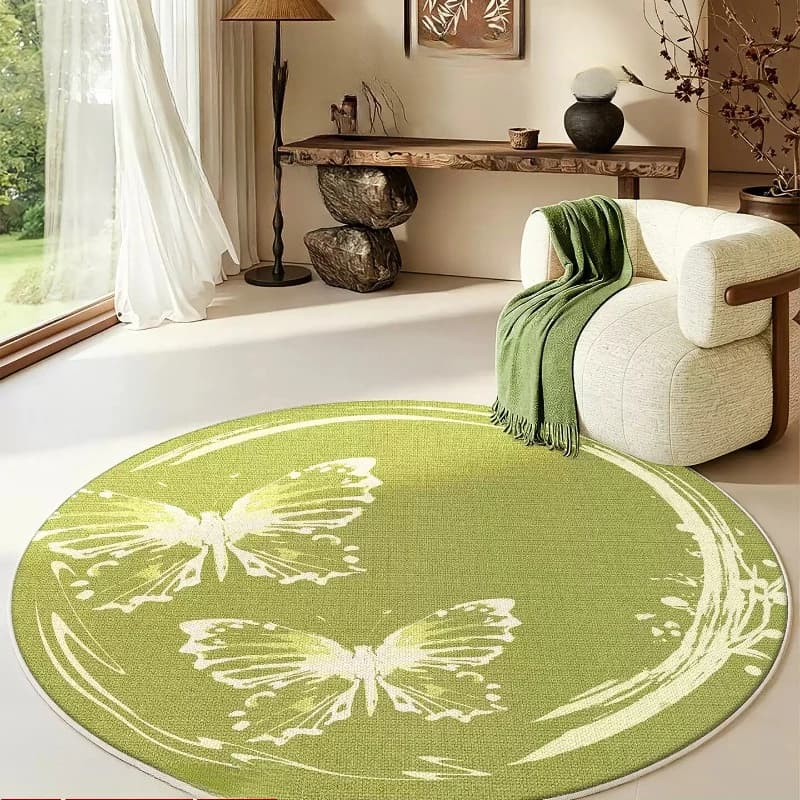 French Style Bedroom Decor Soft Carpet Round Carpets for Living Room Washable study Floor Mat Anti-slip Cloakroom Waterproof Rug