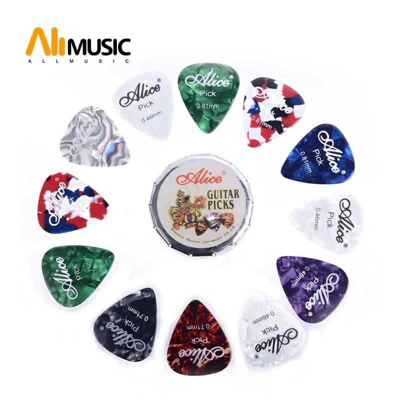 Plettri per chitarra Alice Mini palette per plettro rotonde carine in celluloide da 12 pezzi