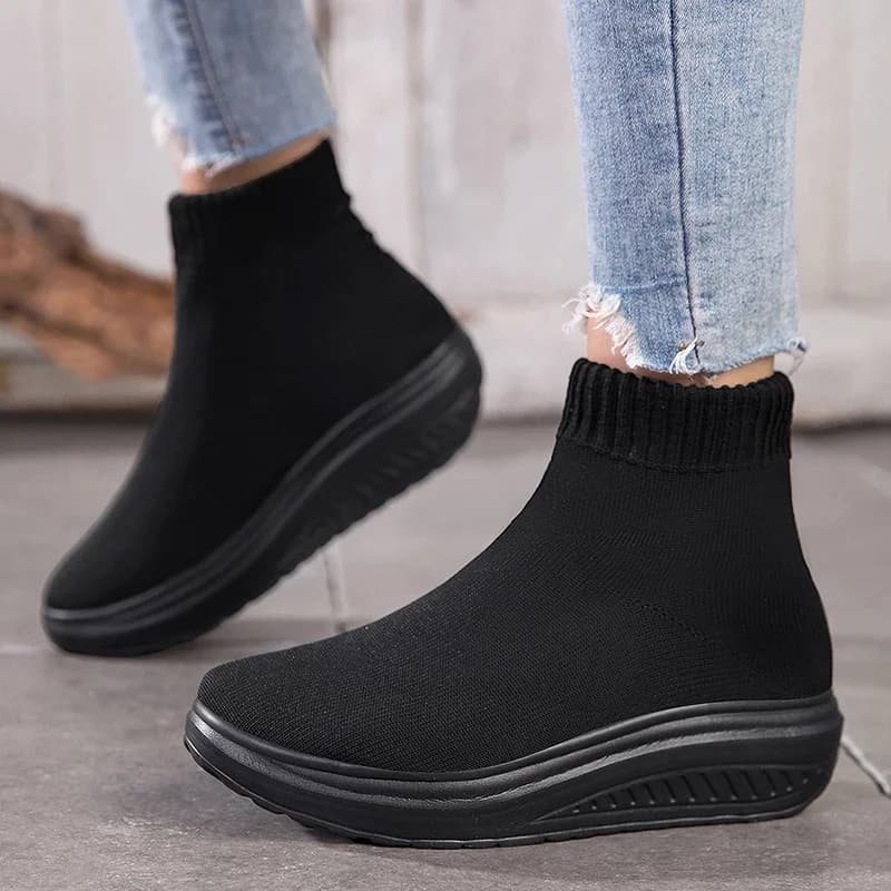 Scarpe da ginnastica classiche nere da donna, sneakers alte casual slip-on leggere da donna, Basket Homme