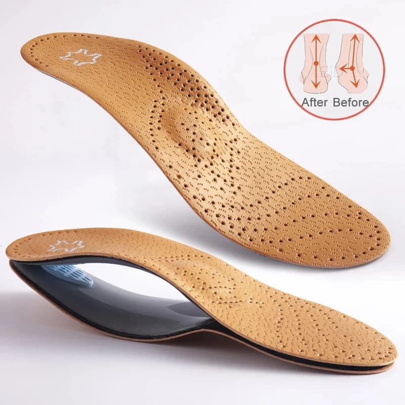 Sottopiede ortopedico in pelle Supporto plantare plantare Collo del piede piatto Cuscinetto per scarpe PU Lattice Antibatterico Carbonio attivo Cura del piede Unisex