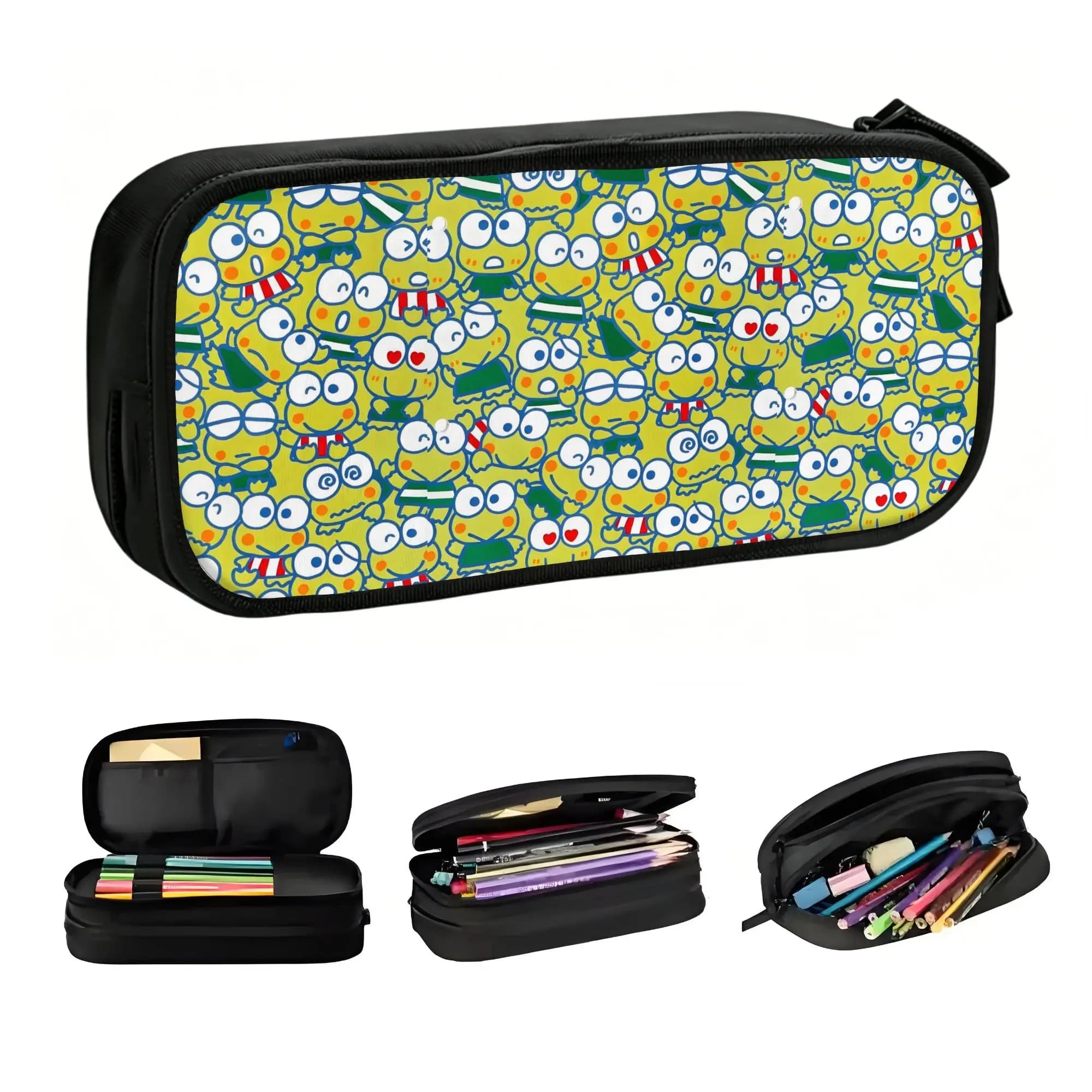 K-KeroKeroKeroppies Anime Pencil Case for Men Women Large Storage Frog Anime Pen Box Bag School Supplies