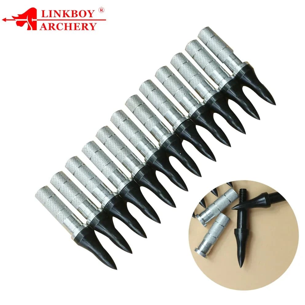 12set Tiro con l'arco Freccia Punto bersaglio 75gr 100gr Punta larga Inserto in alluminio per ID6.2mm Freccia Albero Accessori da caccia