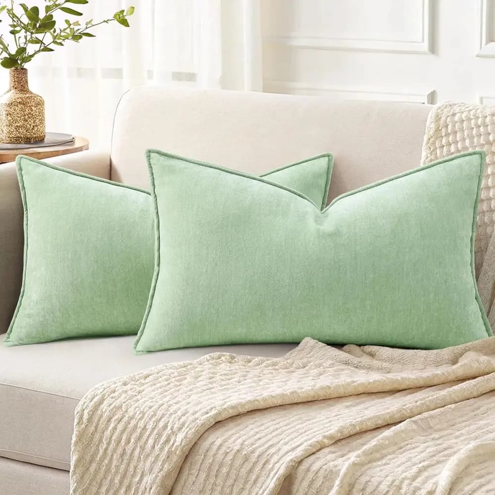 decorUhome Fodere per cuscini natalizi per divano 12x20 Set di 2, fodere per cuscini lombari in ciniglia neutra in morbido velluto Euro decorativo