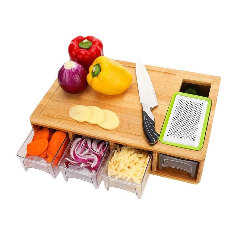 Multifunctional classification, bamboo cutting board with drawers, cutting board set