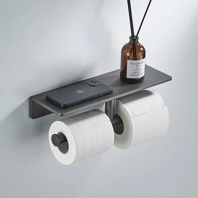 Portarotolo per carta igienica a parete in alluminio grigio/nero Portarotolo per carta igienica per bagno