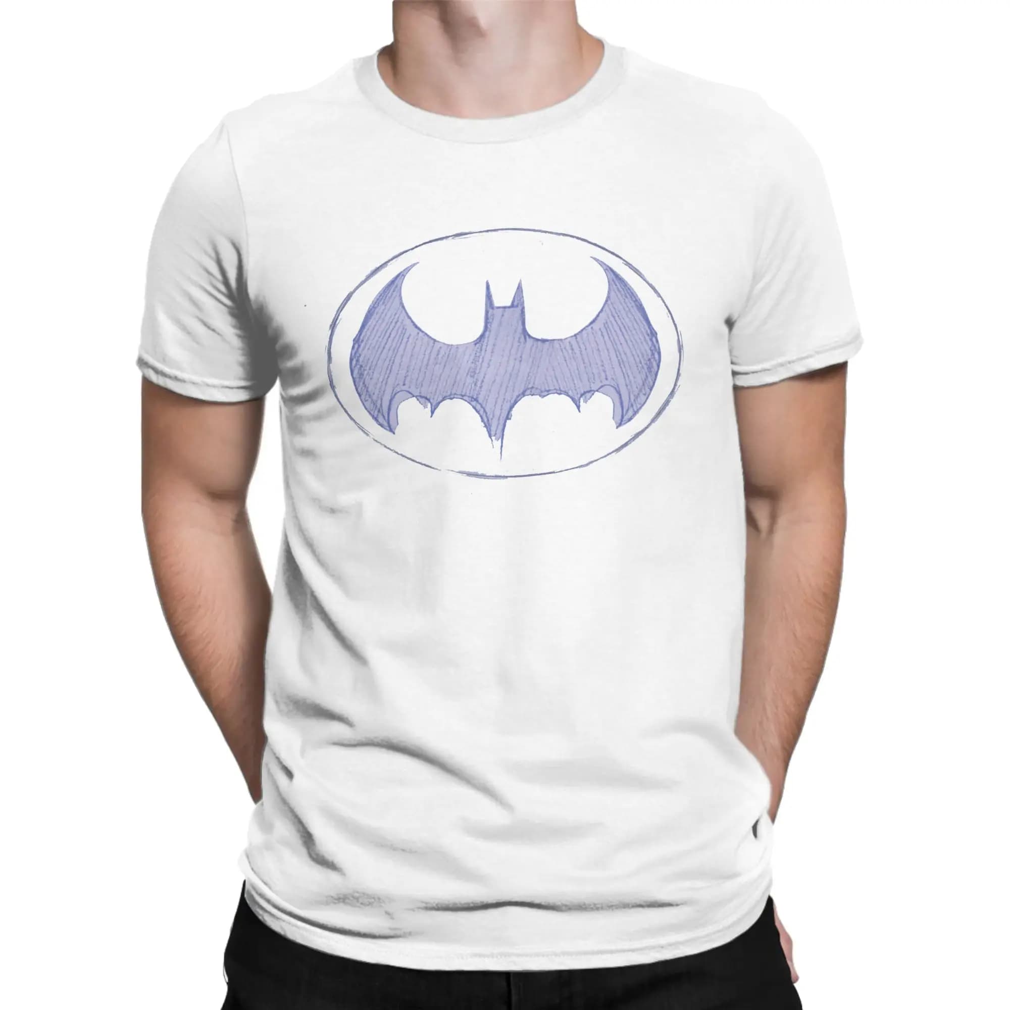 Men Women Batmans Symbol Sketchbook Logo T Shirt Pure Cotton Tops Humor Short Sleeve Round Collar Tee Shirt Unique T-Shirts