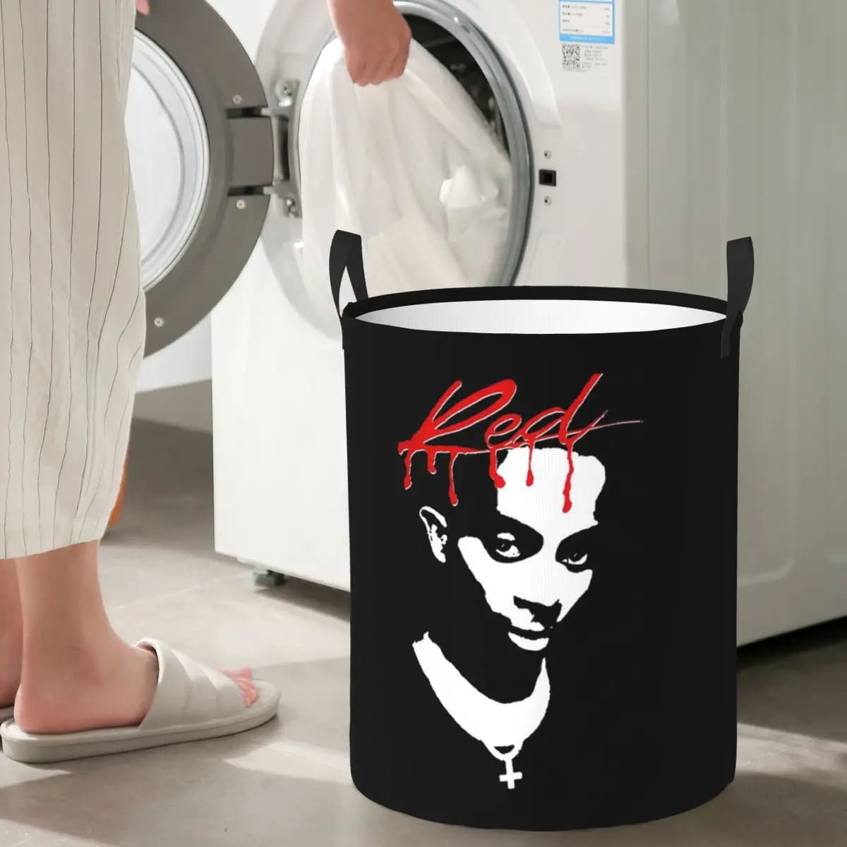 Playboi Carti Whole Lotta Red Album Cover Cesto pieghevole per biancheria, cesto portaoggetti per vestiti sporchi, giocattoli, borsa organizer per la casa