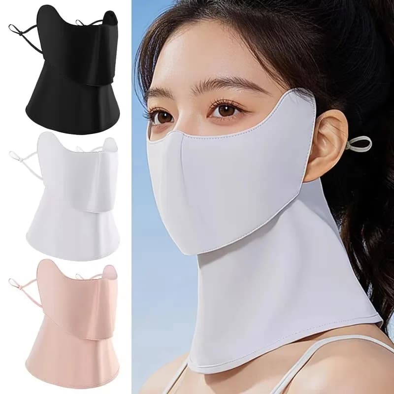 New Adjustable Summer Ice Silk Mask Magnetic Breathable Sunscreen Mask Neck Anti UV Open Style Face Cover Fishing Cycling Mask