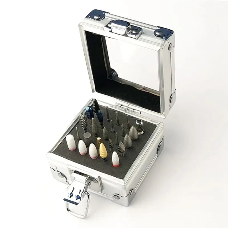 【ELEVATE LIFE】25 Holes Nail Drill Grinding Bit Holder Box Display Storage Container Nail Polishing Head Stand Metal Organizer Ca