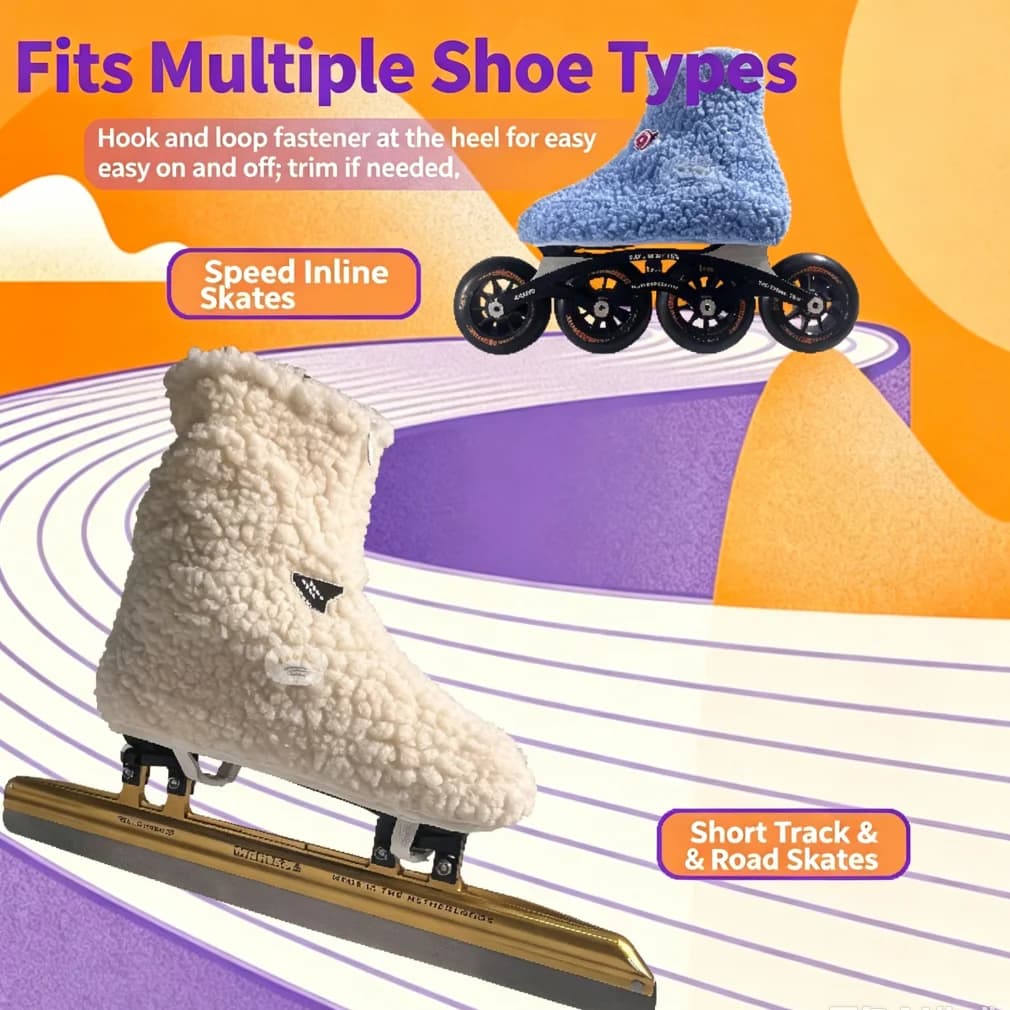 Fuzzy Fleece Ice Skate Boot Covers, Warm Skating Boot Sleeve for Figure Skates, Short Track & Speed Inline Skates