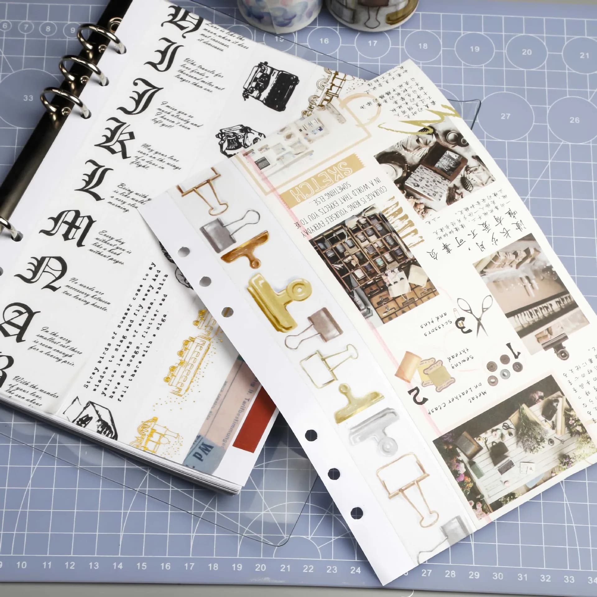 Fromthenon 4&6-Hole A4A5A6 Double Sided Release Paper Washi Tape Storage Album Loose Leaf Organizer for DIY Journal Planne