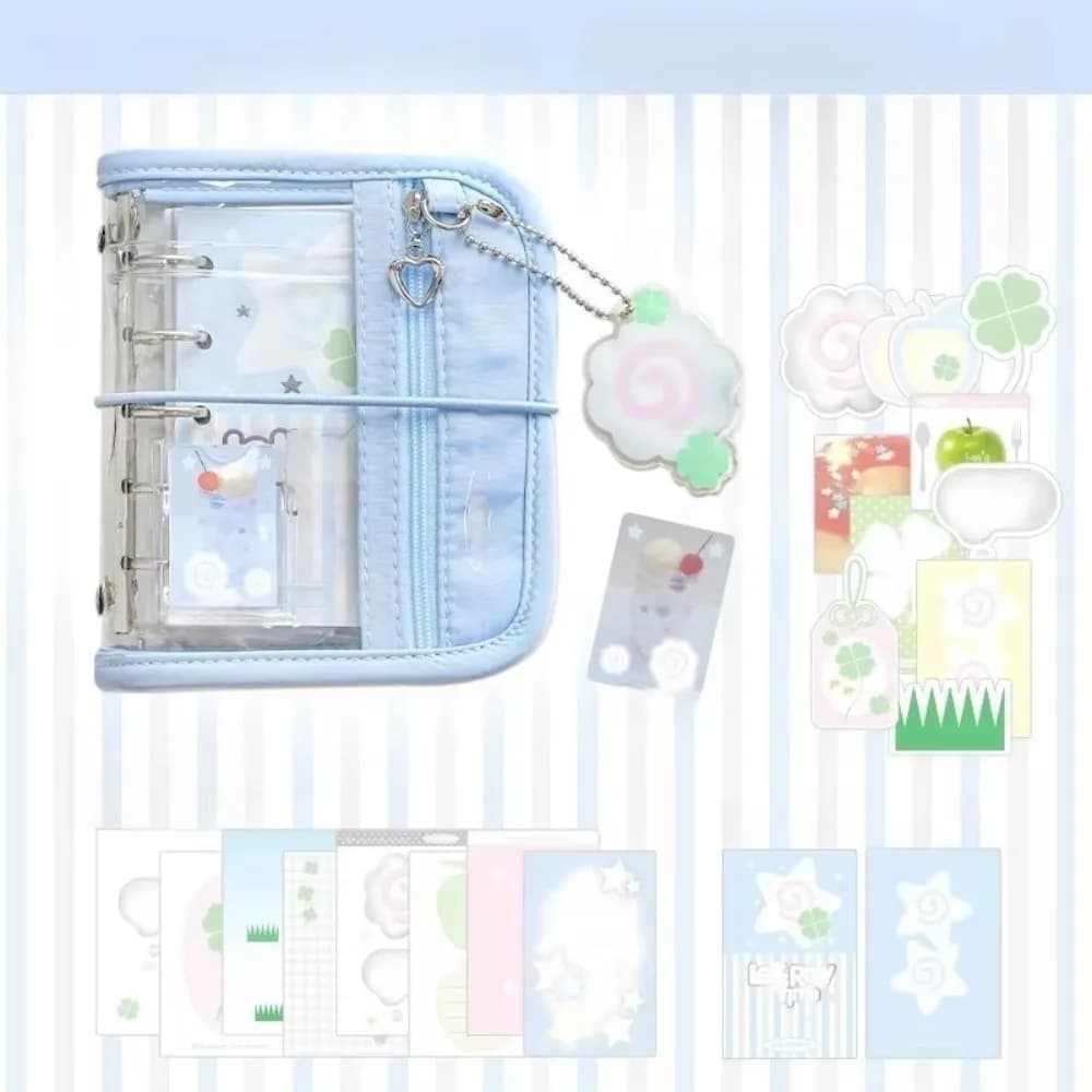 Cute Retro M5 Binder Cartoon Scrapbook Clover Themed Colorful Journal Book Ins Style with Pendant Photocard Album Set