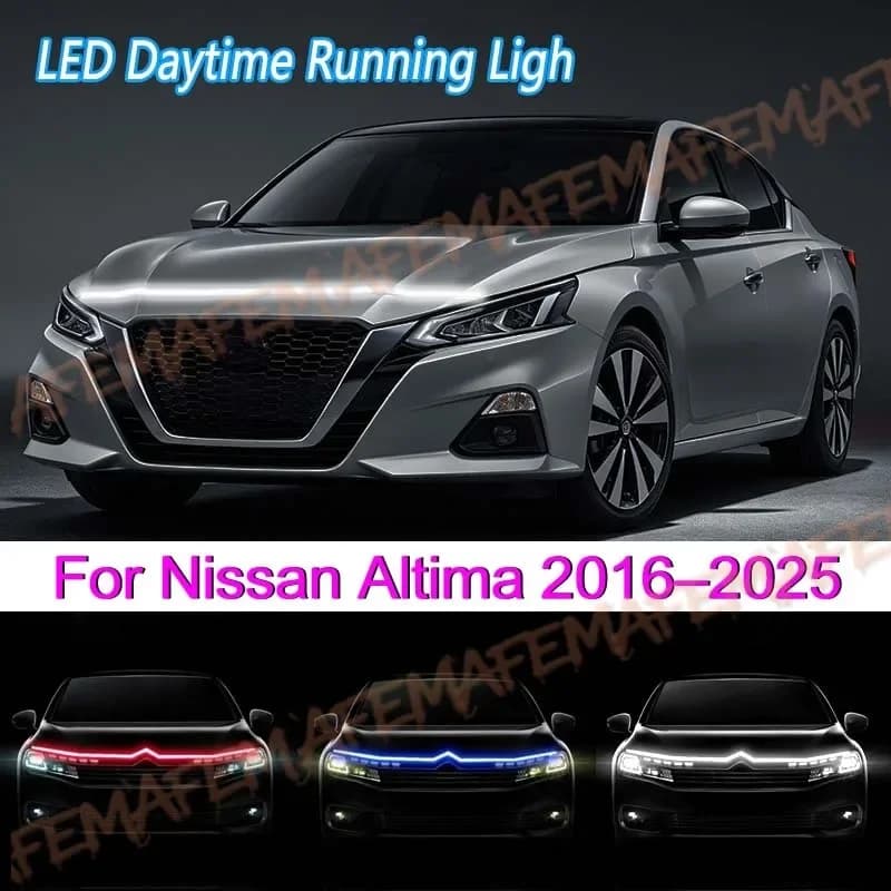 Scan Starting Led Car Hood Light Strip Decorative Lamp Flexible DRL For Nissan Altima Daytime Running Lights Headlight Strips