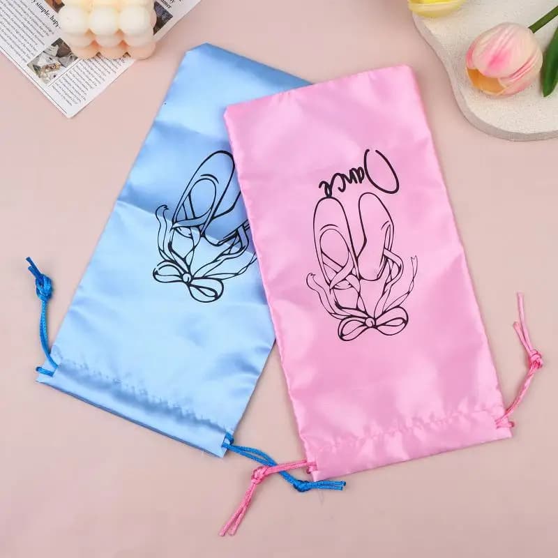 Borsa porta scarpe da danza 26,5*13,5 cm, leggera, in raso, organizer portatile per pratica di balletto, scuola e casa