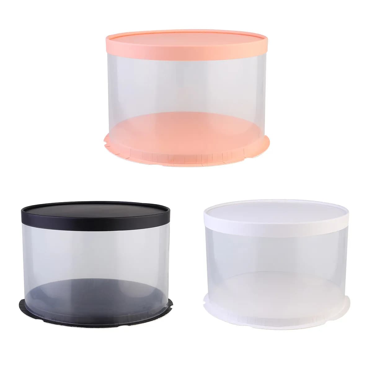 3Pcs Food-Safe Cake Box Transparent Pet Paperboard Round Container for 6-Inch Cake Baking Wedding Birthday Gift Carrier Box