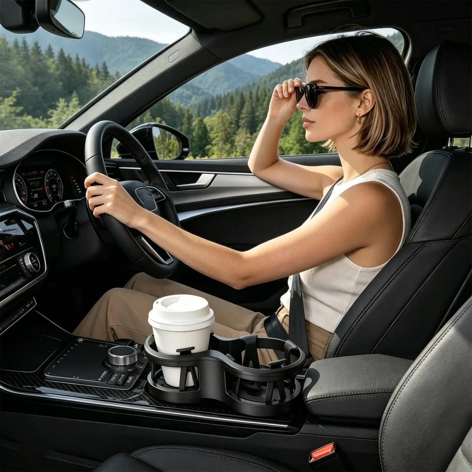 Portabicchieri Multifunzionale Adattivo per Auto, Organizzatore per Bevande, Portabevande per Auto, per Lattine, Latte, Posacenere, Camion, Acqua, Viaggi