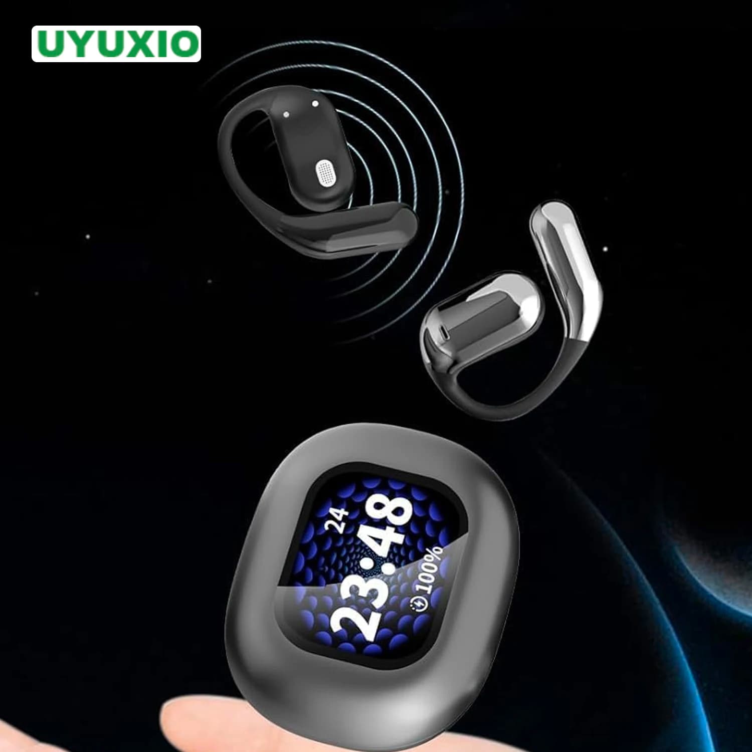 UYUXIA AI Language translation Auricular OWS Wireless earphones with LCD touch screen Real-time speakers with 144 languages online