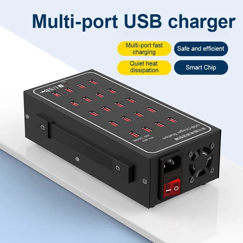 Nuovo caricatore USB multiporta Caricatore di archiviazione desktop Caricatore ad alta wattaggio Caricatore multiporta sicuro Porta USB 10/20/30/40/50/60 porte