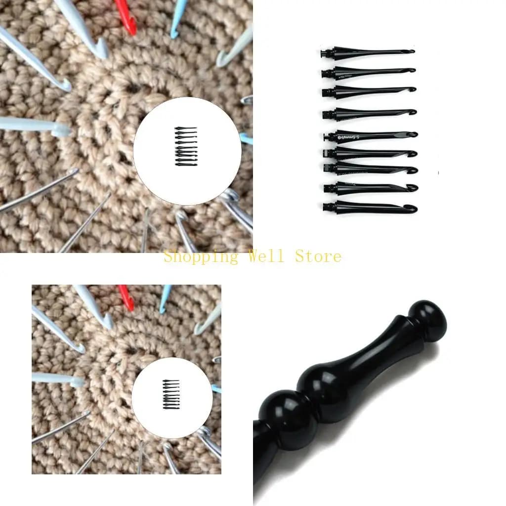 Set all'uncinetto in alluminio premium KX4B contenente 9 ganci rimovibili e custodia protettiva per tessuti