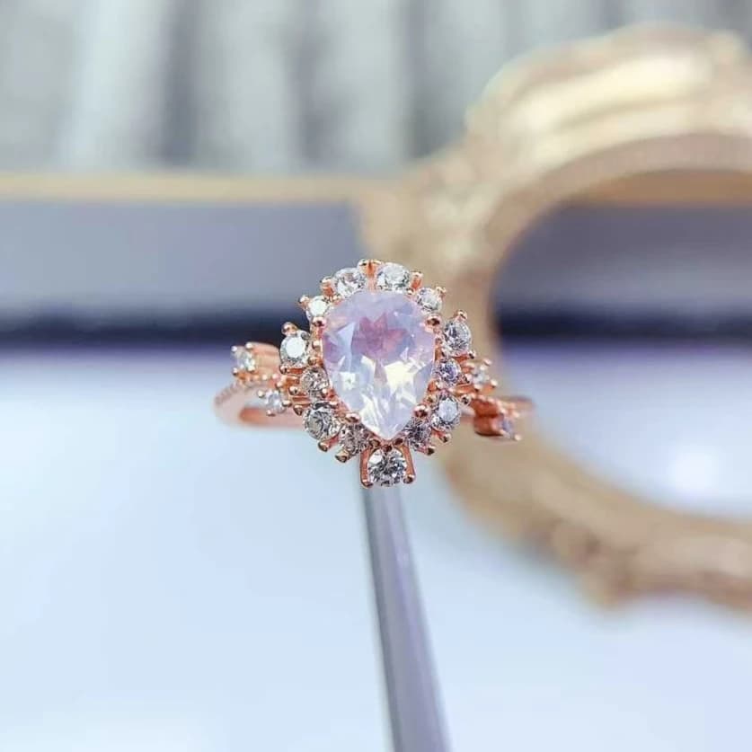 Abbagliante anello in cristallo d'argento 925 Anello con ametista naturale 7mm * 9mm Gioielli con ametista viola chiaro autentico
