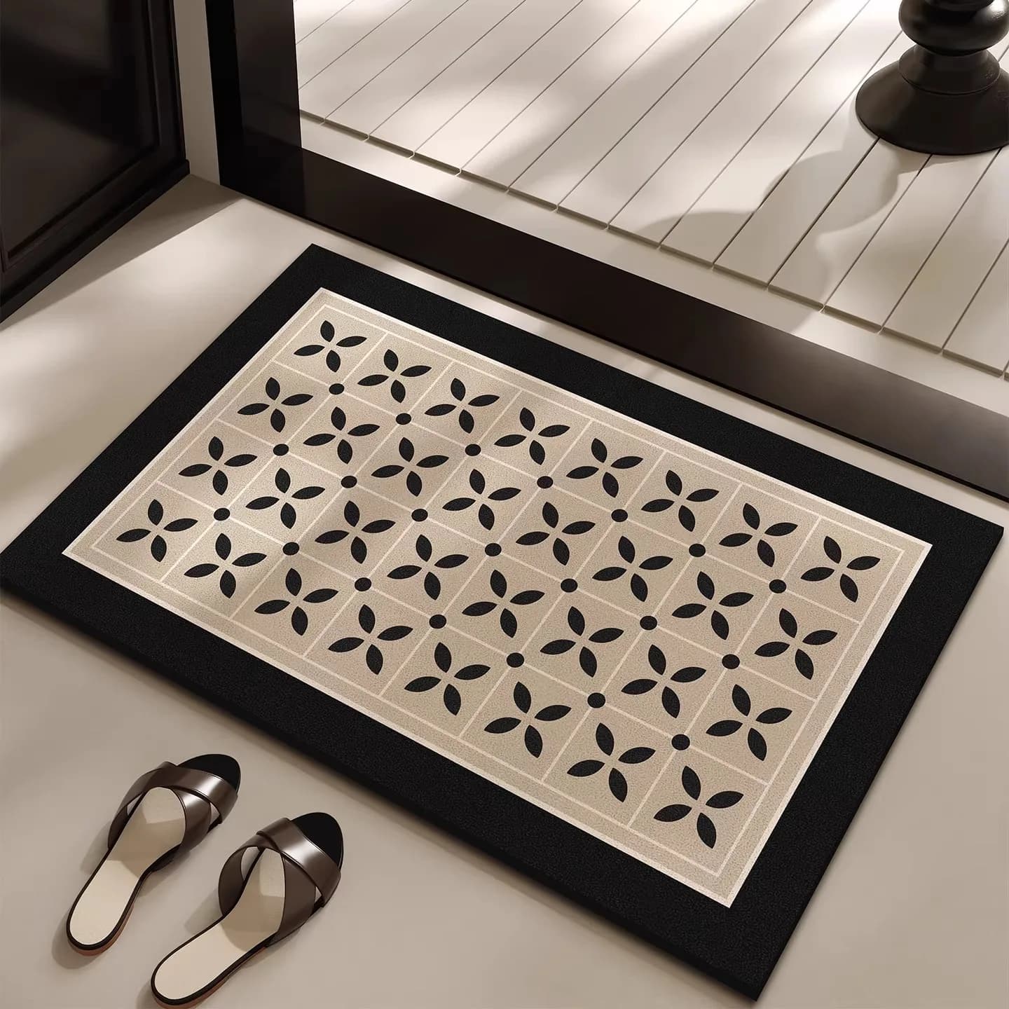 Tappeto da Bagno Decorativo, Assorbente, con Motivo Geometrico, Antiscivolo, per WC e Ingresso