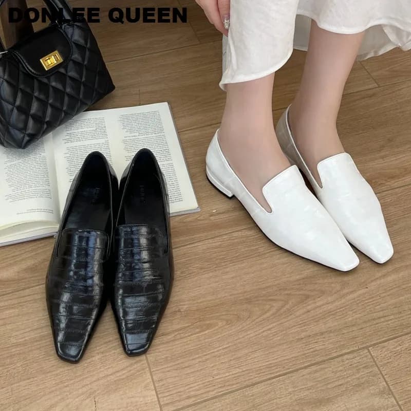 Mocassini Ballerine Donna con Punta Quadrata, Scarpe Basse Morbide Primavera 2026, Nuove Scarpe Eleganti da Donna