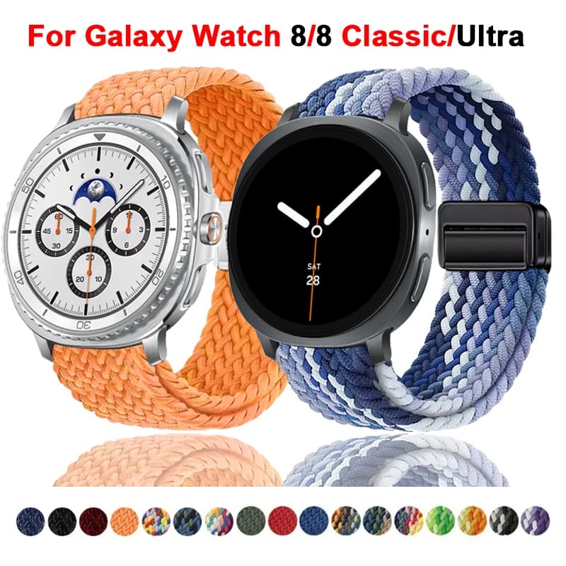 Cinturino in nylon per Galaxy Watch 8 44 40mm/8 Classic 46mm Bracciale sportivo con fibbia magnetica intrecciata per Galaxy Watch Ultra Accessori
