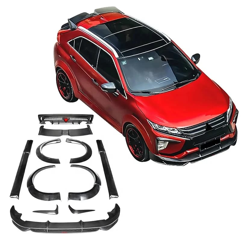 Kit Carrozzeria in Fibra di Carbonio: Diffusore Anteriore e Posteriore, Minigonne Laterali, Copriruota e Spoiler Tetto per EclipseCross 2018-2019