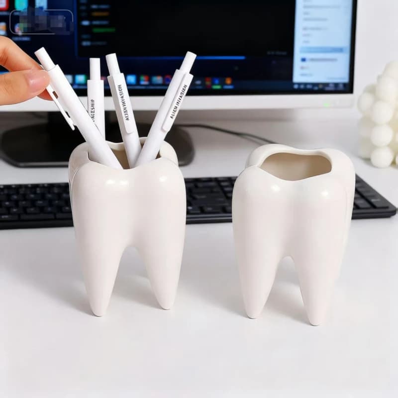 Portapenne Creativo e Personalizzato a Forma di Dente, Contenitore per Spazzolini da Bagno, Ornamento Porta Pennelli da Trucco da Scrivania