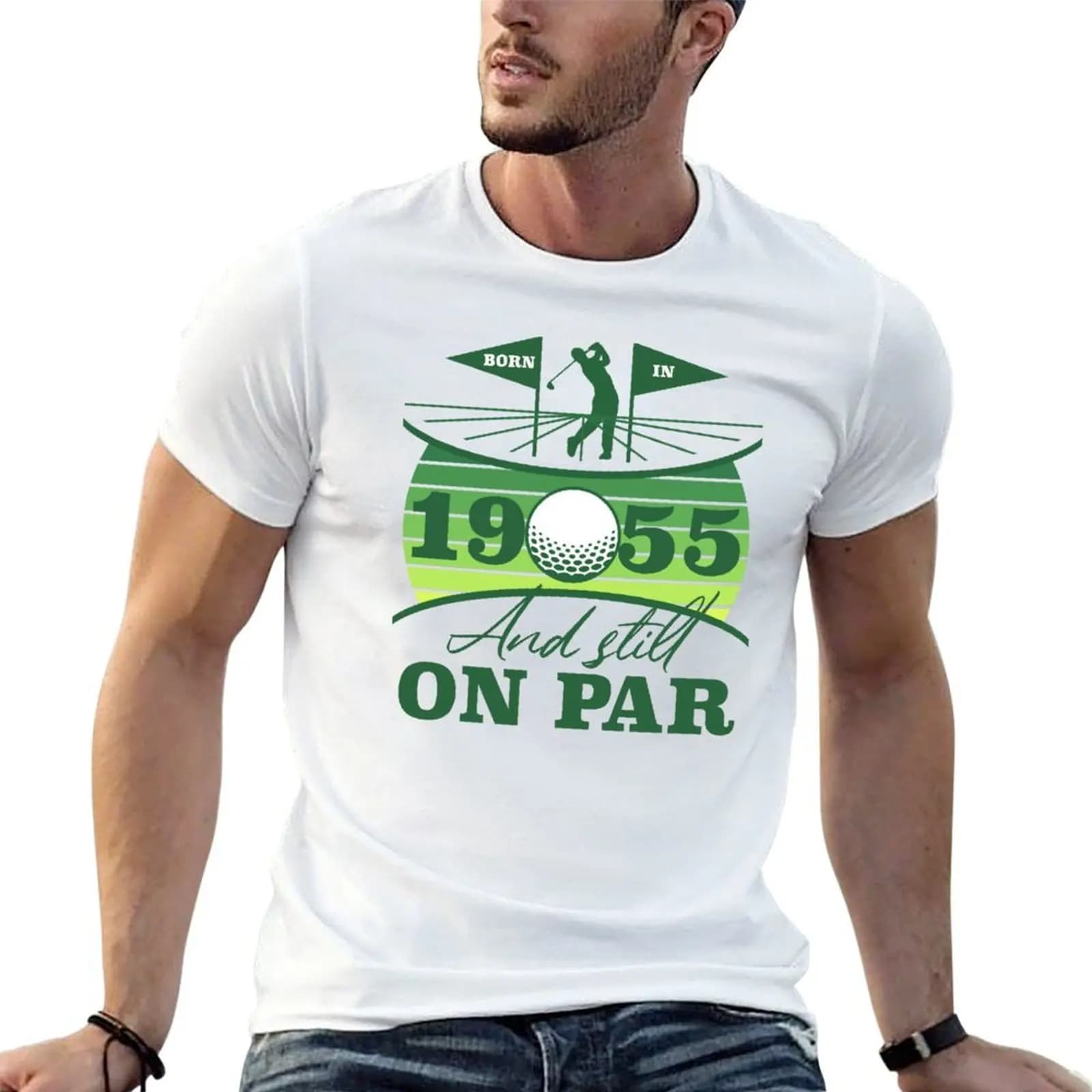 T-shirt da uomo con umorismo sul golf per il 70° compleanno del 1955, t-shirt da uomo in cotone casual, t-shirt stampate da uomo, t-shirt da uomo