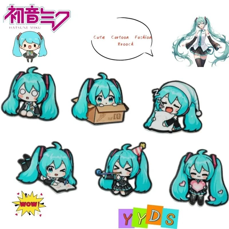 Anime Hatsune Miku Badge Brooch Creative Stylish High‑Appearance Cartoon Pin Accessory for Bags Pencil Case Decorative Gift
