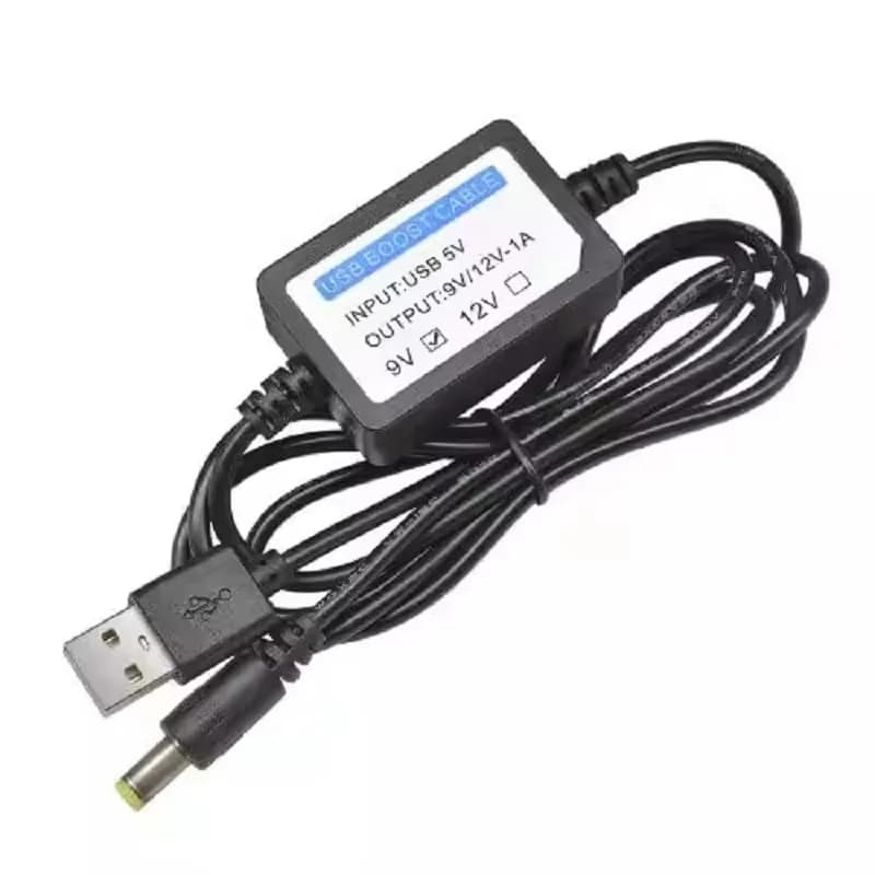 5V to 9V/12V USB Boost Cable Stable Power Converter for WiFi Router/Modem/IP Camera/Powered by Power Bank/Adapter