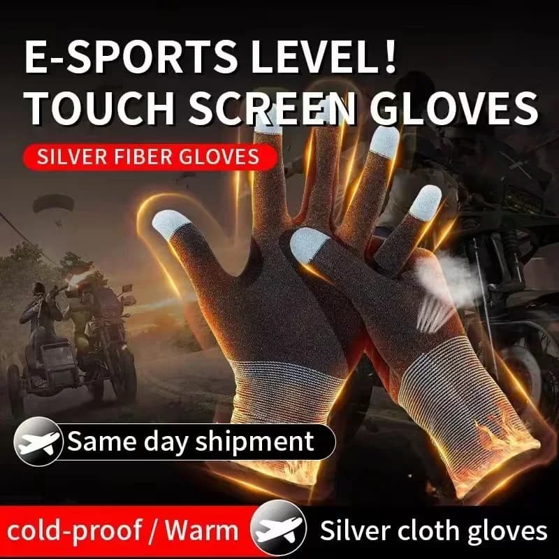 1 pair NEW E-Sports Mobile PUBG Game Hand Gloves Silver Fiber Ultraslim Ultraslim sweat resistance Breathable Gaming fingertips