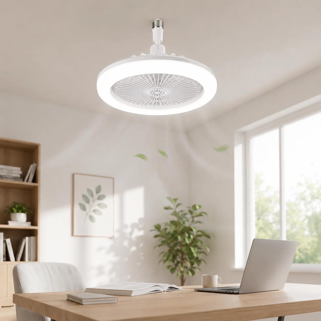 Rotatable 3in1 Ceiling Fan with Remote Control Lighting Lamp E27 Converter Lighting Base Bedroom Living Room Miflame