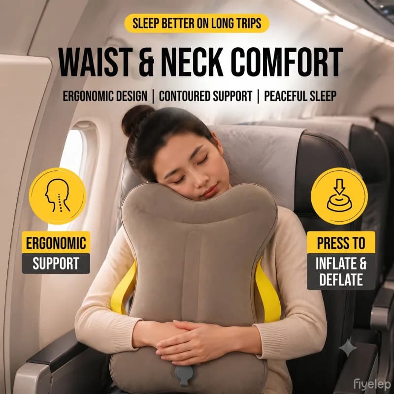 Press Inflatable Travel Pillow Enclosure Neck Protection Inflatable Pillow Multifunctional Nap Pillow