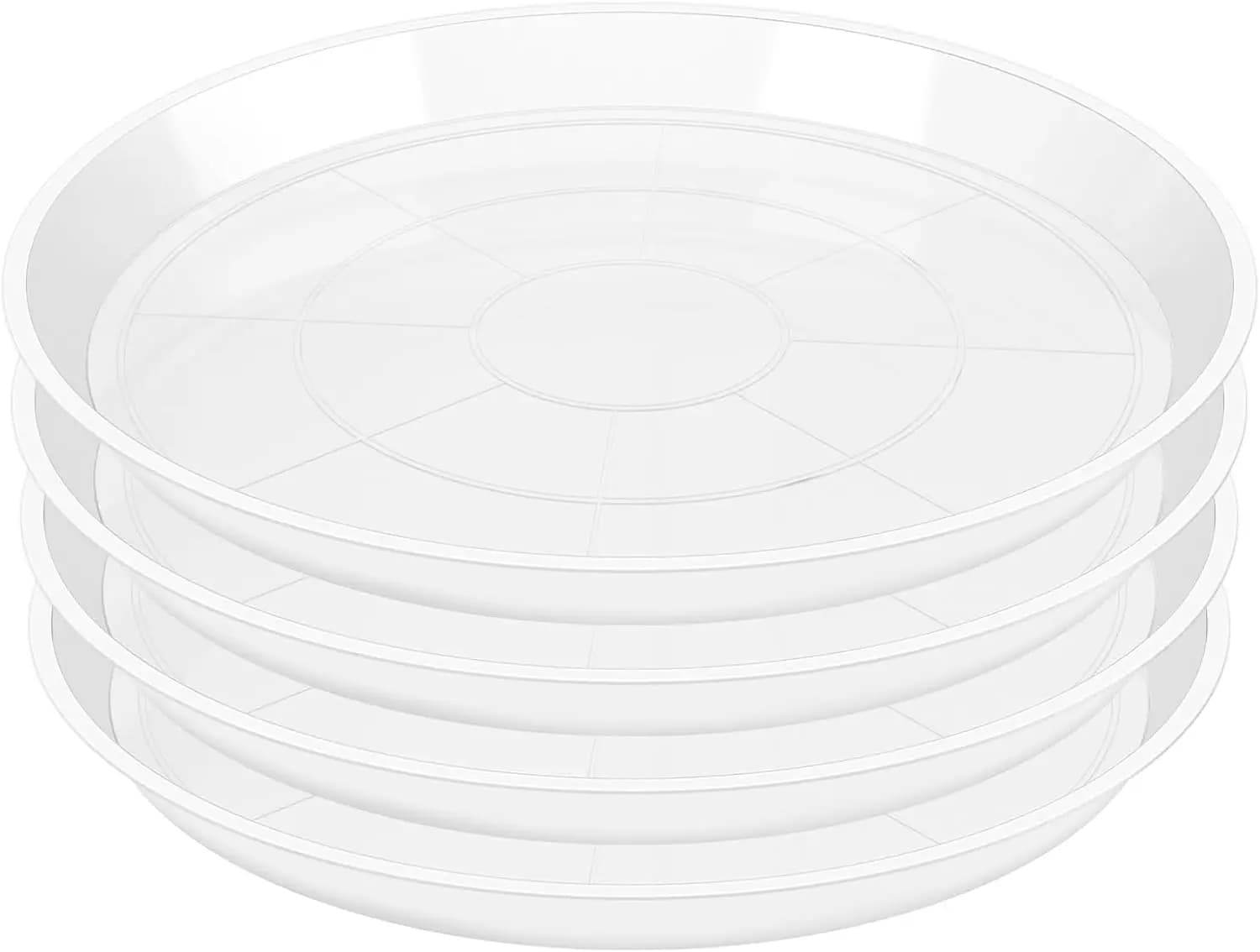 Set of 4 Transparent Subduits for Plants, 4-22 Plastic Trays for Indoor and Exterior Plants, Tray Collect water (14 Inch)