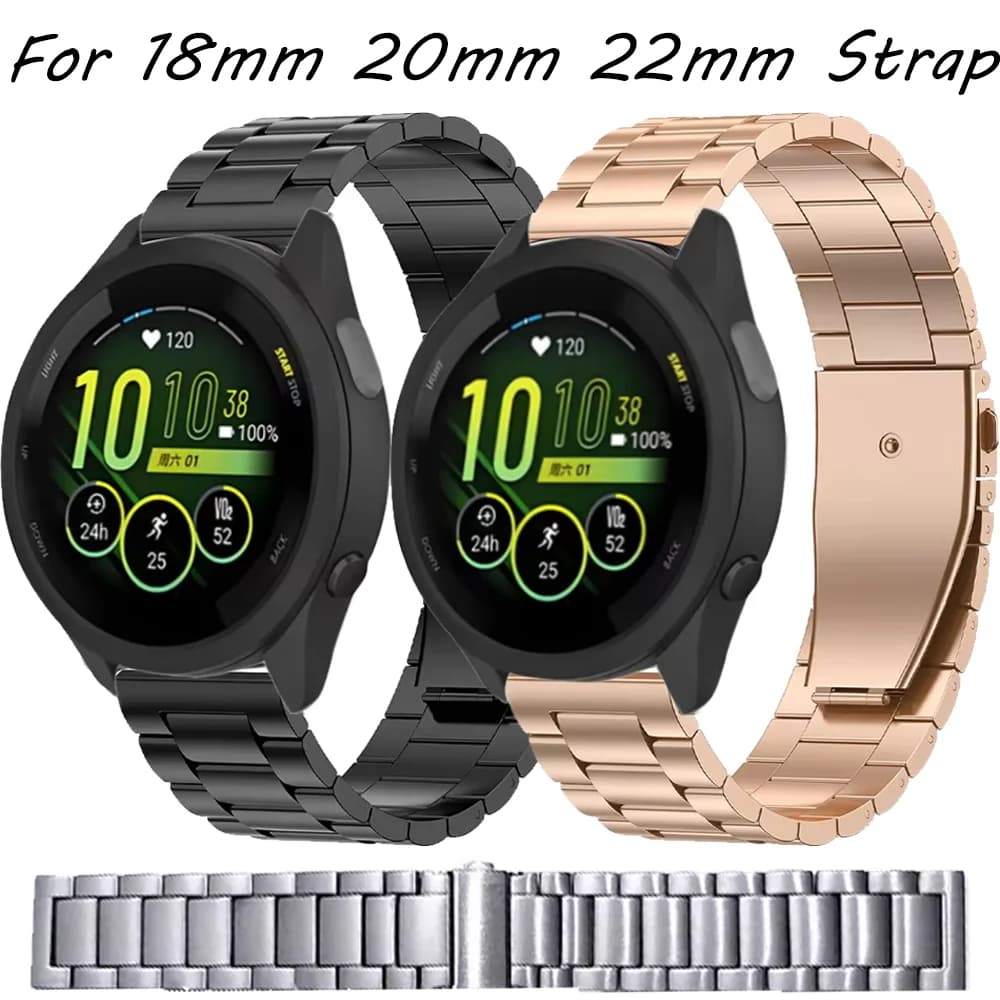 18mm 20mm 22mm cinturino in metallo per Garmin Forerunner 55 165 955 255S 265S Active 5/Venu 3 2/Vivomove Trend cinturino braccialetto accessori