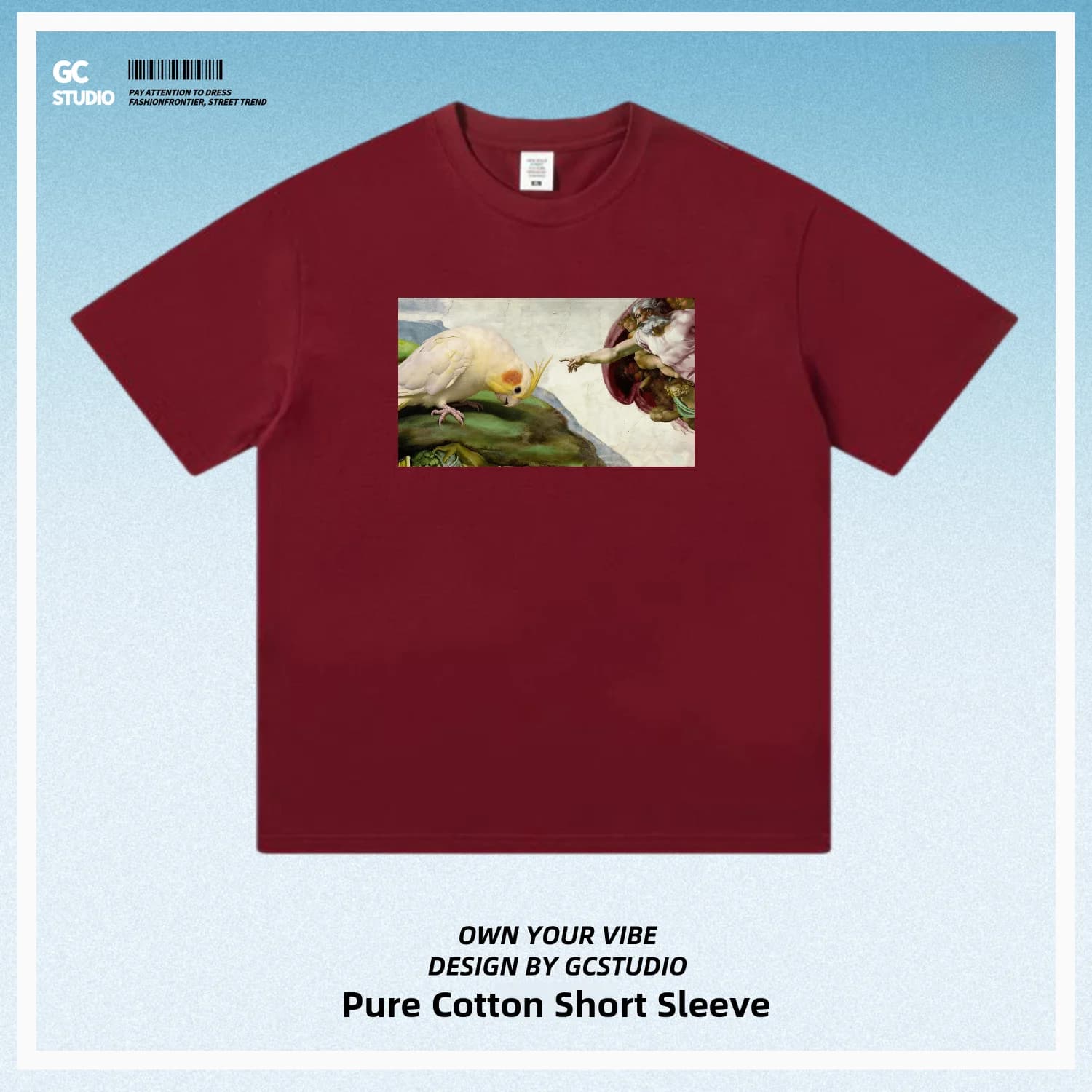 Loose Fit Pure Cotton Short Sleeve T-Shirt Creative Fun Print Unisex Couple Bird Theme Breathable Comfortable Spring Summer
