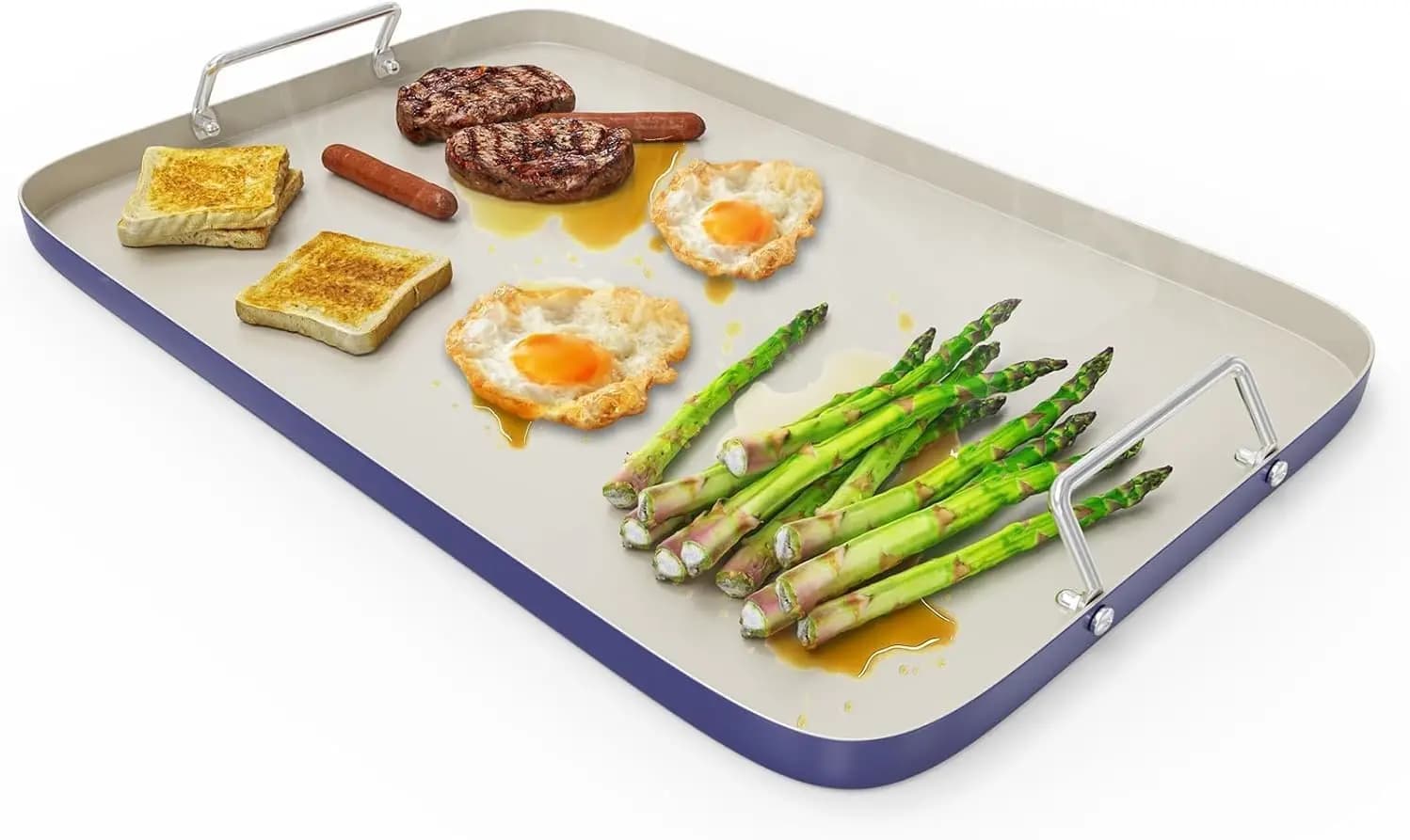 20" x 13" Double Burner Griddle Pan, Non-Stick Ceramic Coated, for Outdoor Gas Pellet Grill, Stove Top Charcoal Grills,