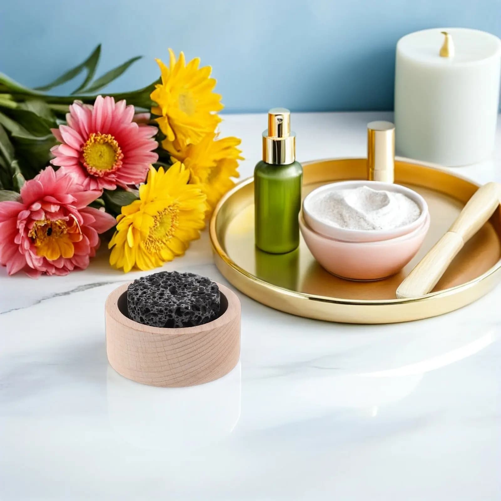 Piccolo Diffusore Passivo in Pietra Lavica per Aromaterapia, Diffusore di Oli Essenziali con Base in Legno, Pietra Profumata per Casa, Ufficio, Yoga