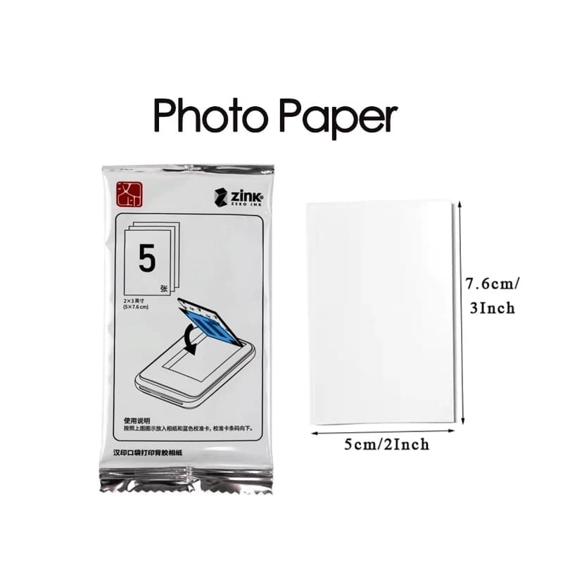 10 pezzi/20 pezzi MT53 / Z1 Carta fotografica per sublimazione Zink Carta fotografica originale, carta fotografica da 2x3 pollici, adesivo con supporto ad alto adesivo